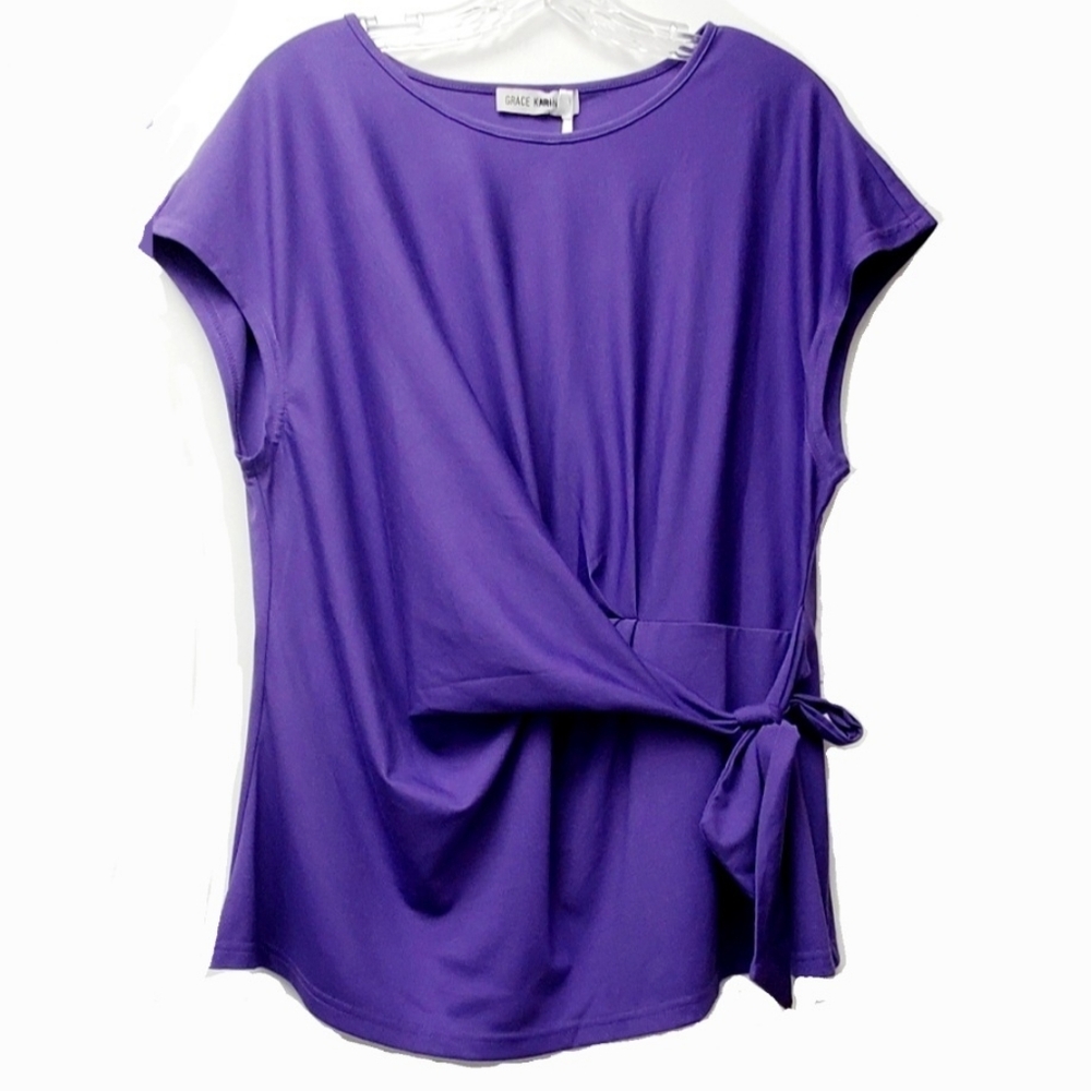 Grace Karin Purple Front Tie Top Size 2XL New